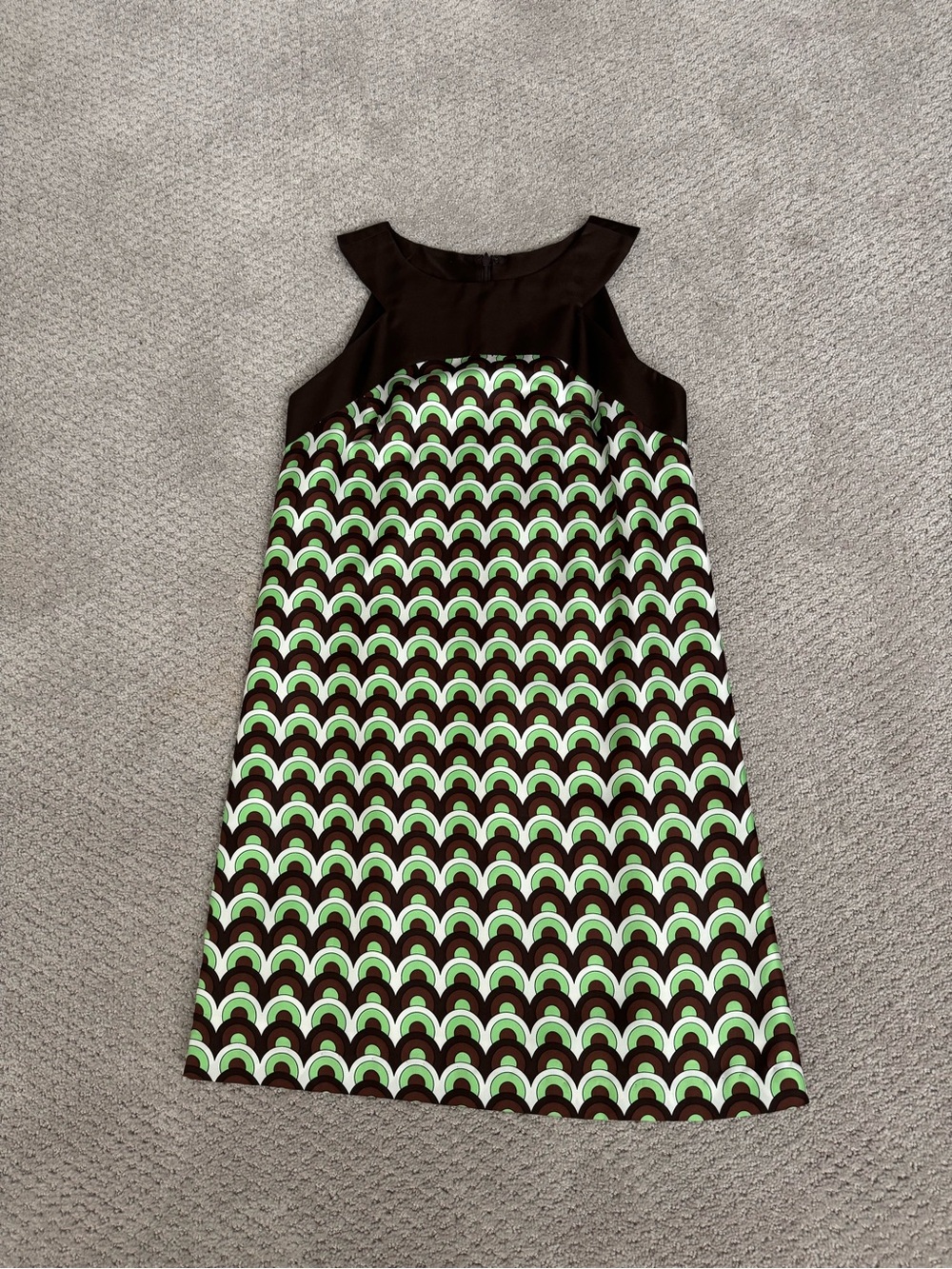 Milly Brown and Mint Geometric A-Line Dress.  Lined.  Back zipper